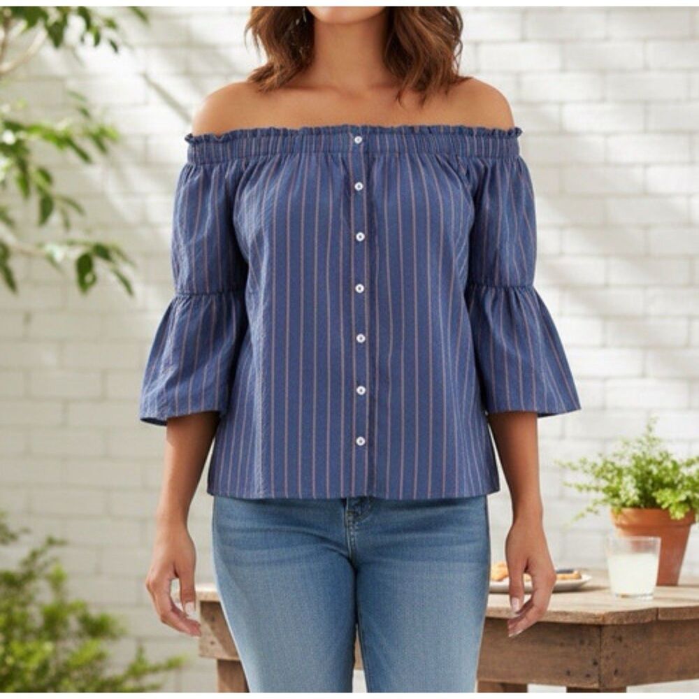 Abercrombie & Fitch Top Womens S Off Shoulders milkmaid peasant prairie casual